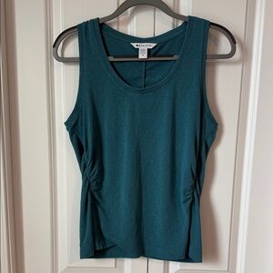 Athleta Ruched Side Tank Top Teal Sleeveless Yoga Top Size M